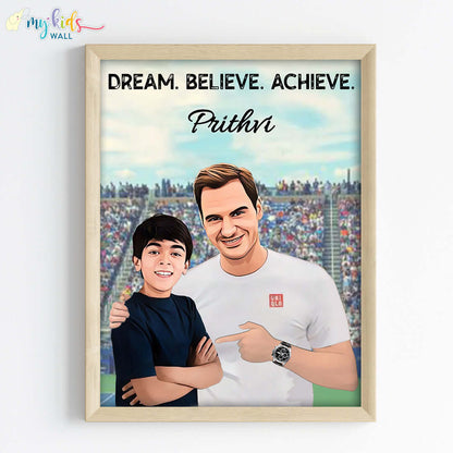 Tennis Champ with Roger Federer Personalized Portrait (Framed)