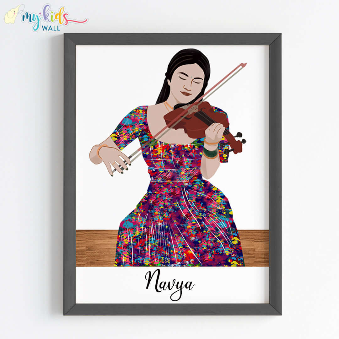 Violin Player Girl Personalized Wall Art (Framed) New