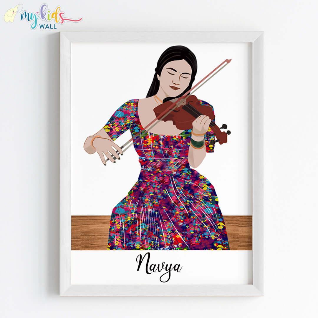 Violin Player Girl Personalized Wall Art (Framed) New