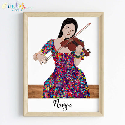 Violin Player Girl Personalized Wall Art (Framed) New