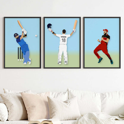 Virat Kohli Personalized Wall Art (Framed Set of 3)
