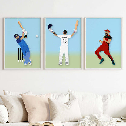 Virat Kohli Personalized Wall Art (Framed Set of 3)