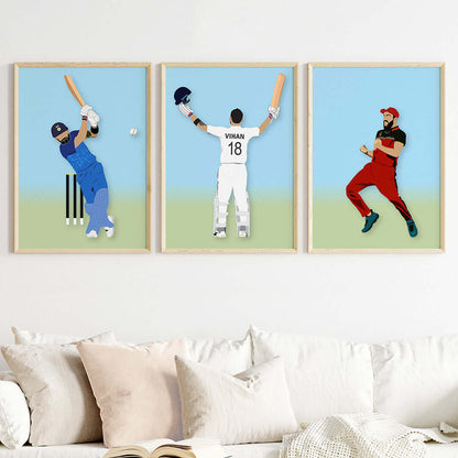 Virat Kohli Personalized Wall Art (Framed Set of 3)