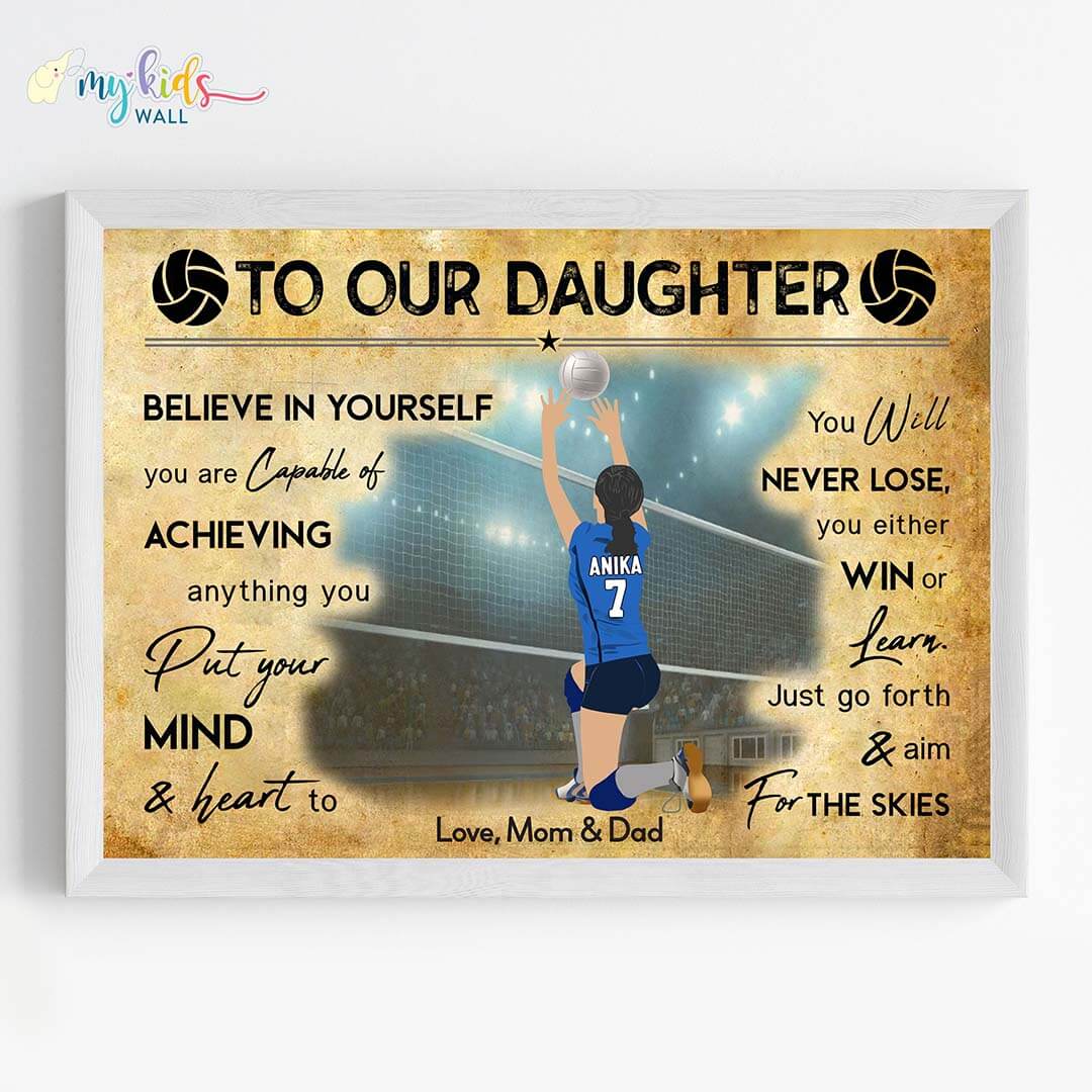 Volleyball Player Setter Girl Personalized Motivational Wall Art (Framed)