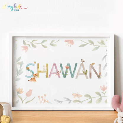 Watercolor Themed Name Personalised Wall Art (Framed)