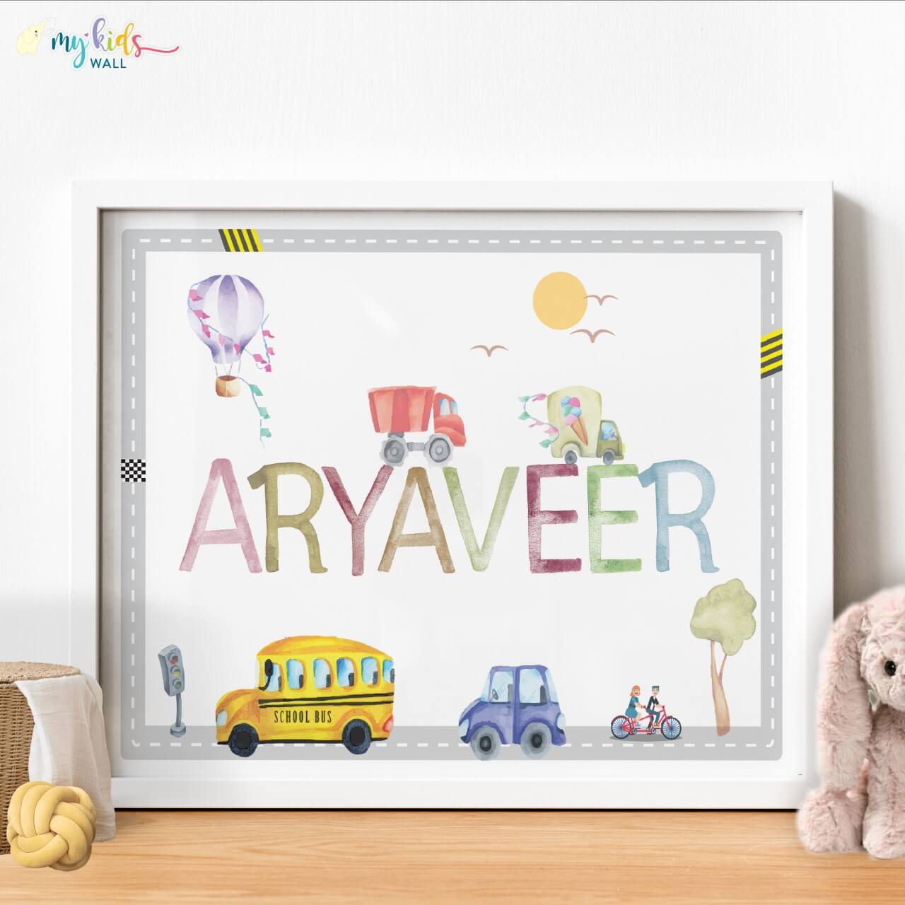 Watercolor Themed Name Personalised Wall Art (Framed)