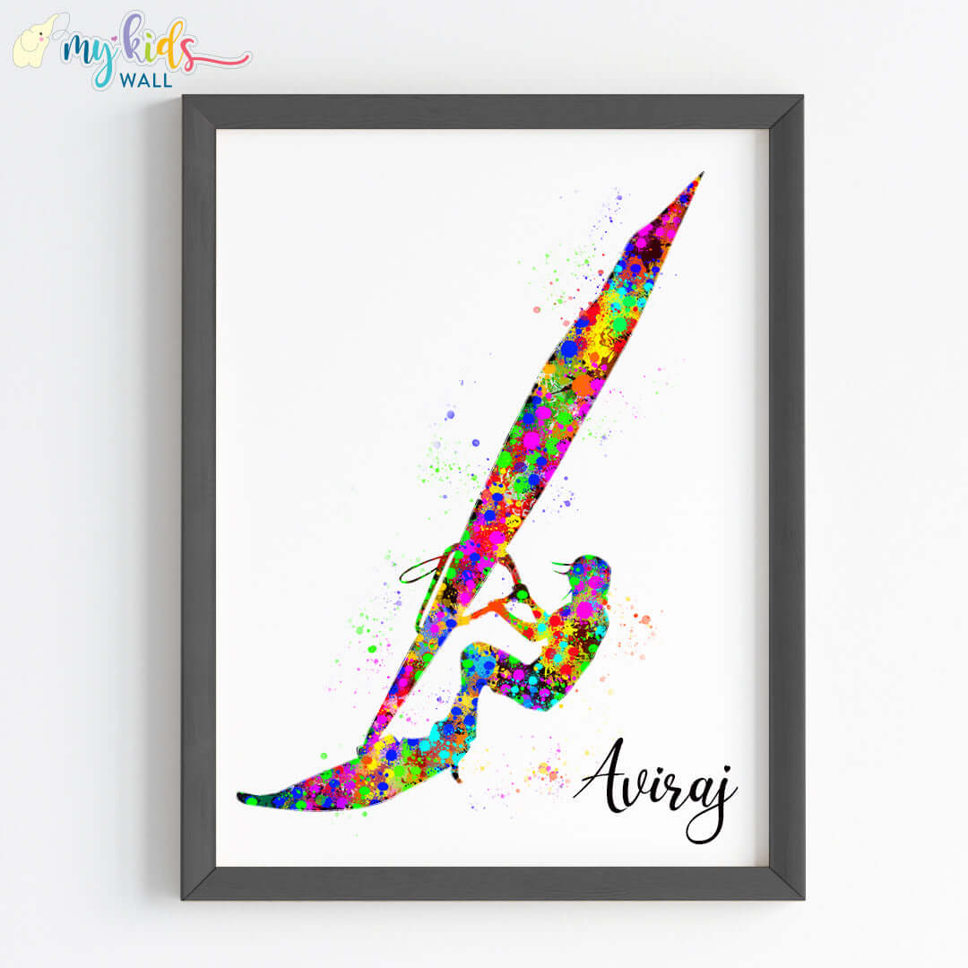 Wind Surfer Personalised Wall Art (Framed)
