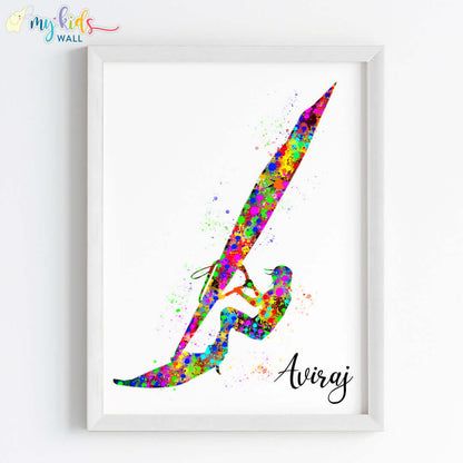 Wind Surfer Personalised Wall Art (Framed)
