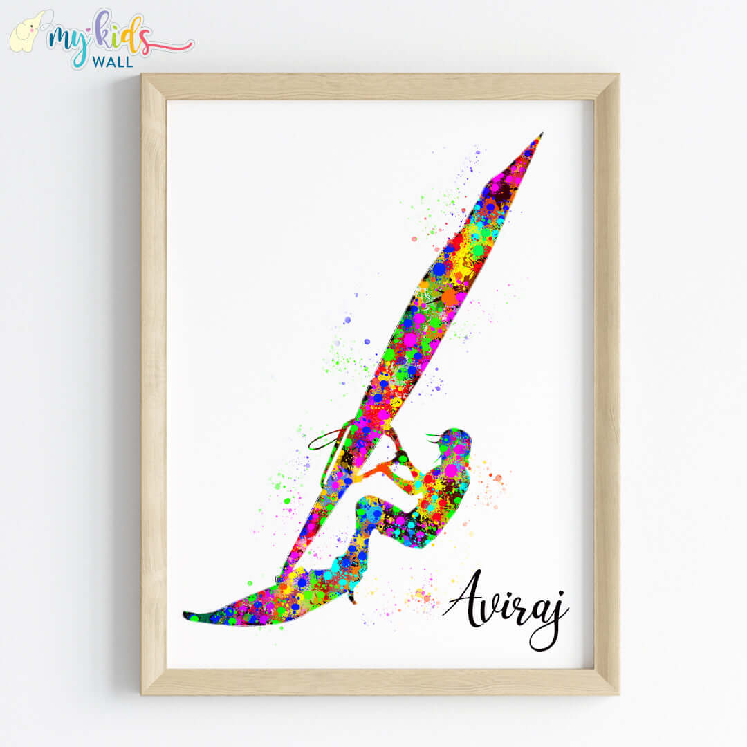 Wind Surfer Personalised Wall Art (Framed)