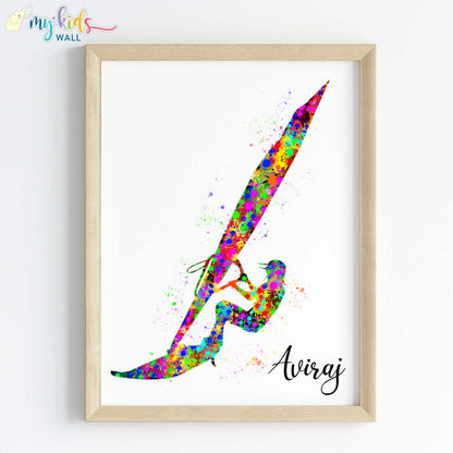 Wind Surfer Personalised Wall Art (Framed)