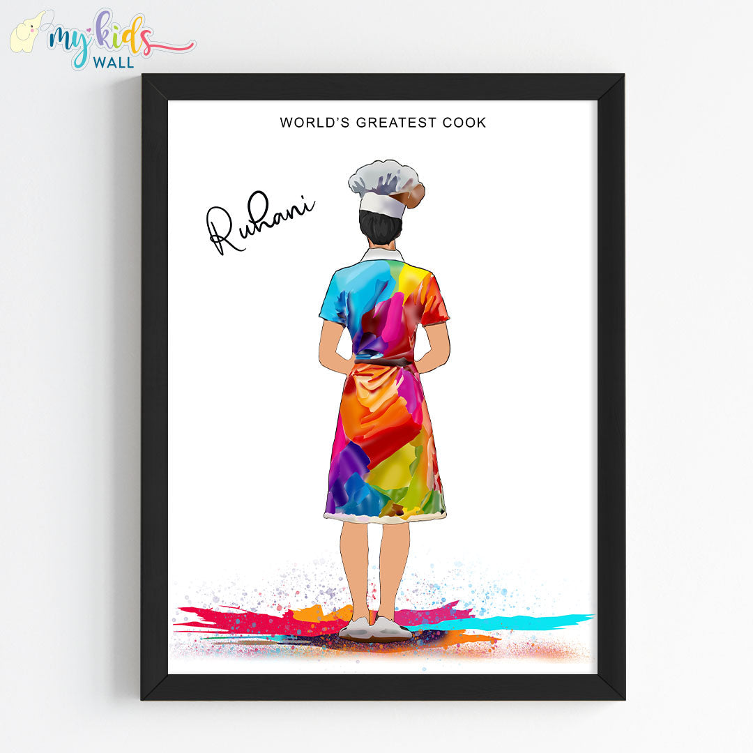 Master Chef Girl Personalized Wall Art (Framed)