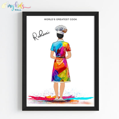 Master Chef Girl Personalized Wall Art (Framed)