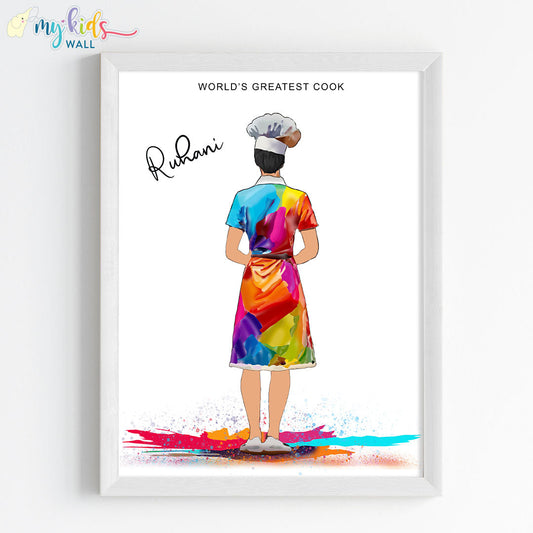Master Chef Girl Personalized Wall Art (Framed)