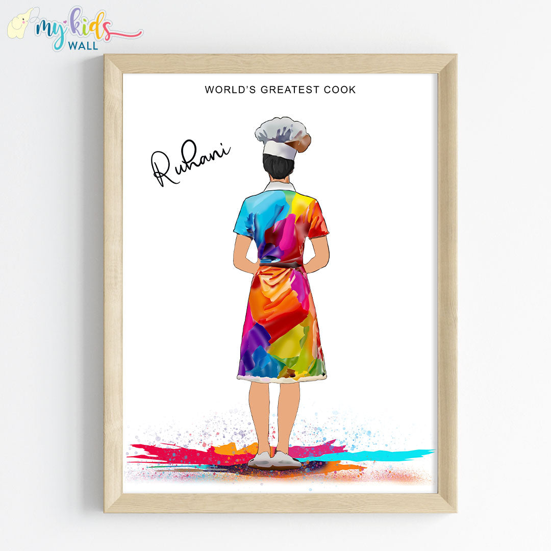 Master Chef Girl Personalized Wall Art (Framed)
