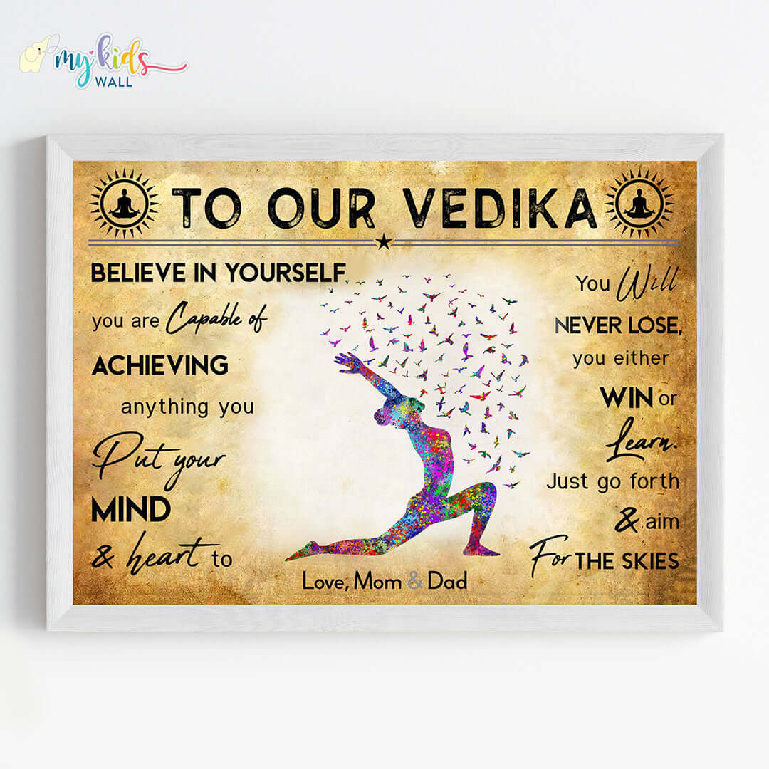 Yoga Warrior Pose Personalized Motivational Wall Art (Framed)