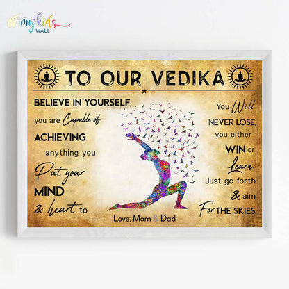 Yoga Warrior Pose Personalized Motivational Wall Art (Framed)